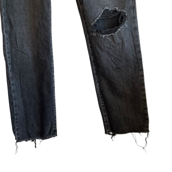 Levi's Premiums Washed Black Denim Wedgie Straight Jeans size 26 Distressed Hole - Picture 5 of 16